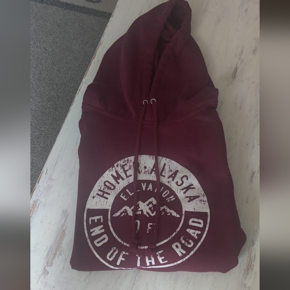 Homer Alaska Women's Burgundy Hoodie - Picture 4 of 8